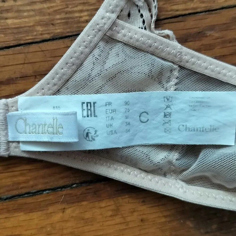 Chantelle Size 34C Pyramide Smooth Demi Bra Beige 1462